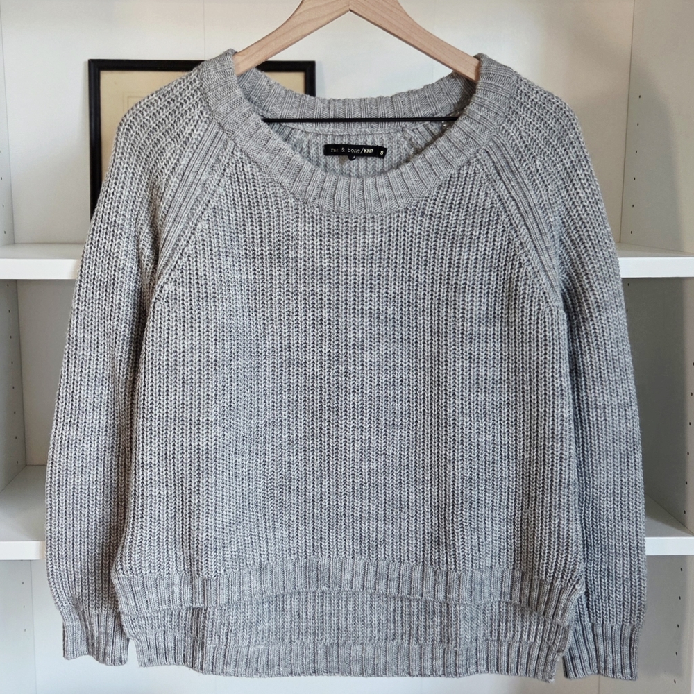 Rag and Bone Gray Chunky Knit Crewneck Sweater Womens Size Small
